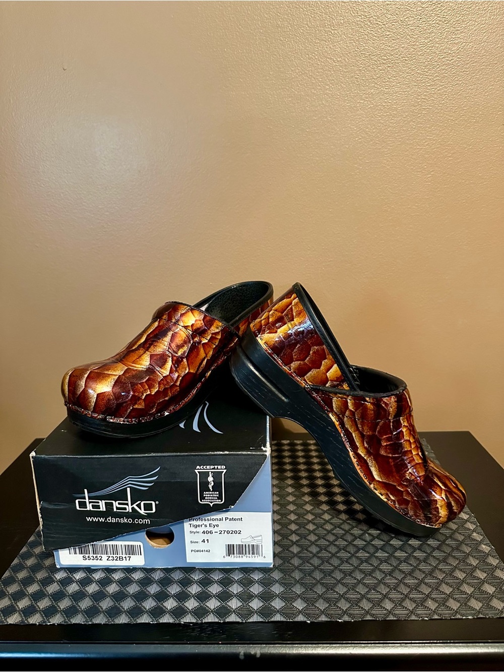 Dansko Women’s Tiger's Eye Professional Clog - Brown/Gold, Size 41